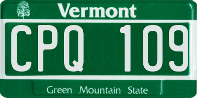 VT license plate CPQ109