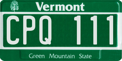 VT license plate CPQ111