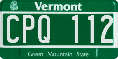 VT license plate CPQ112