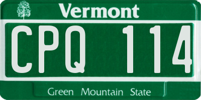 VT license plate CPQ114