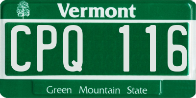 VT license plate CPQ116