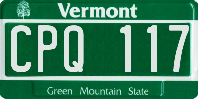 VT license plate CPQ117