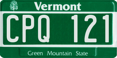 VT license plate CPQ121