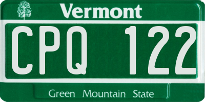 VT license plate CPQ122