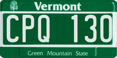 VT license plate CPQ130