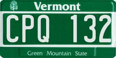 VT license plate CPQ132