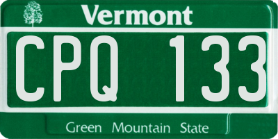 VT license plate CPQ133