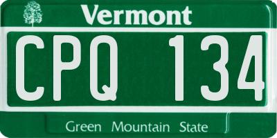 VT license plate CPQ134