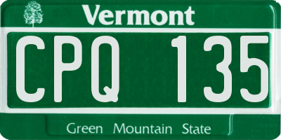 VT license plate CPQ135