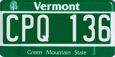 VT license plate CPQ136