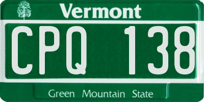 VT license plate CPQ138
