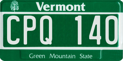 VT license plate CPQ140