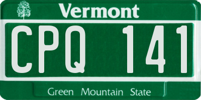VT license plate CPQ141