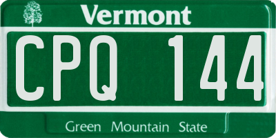 VT license plate CPQ144