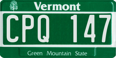 VT license plate CPQ147