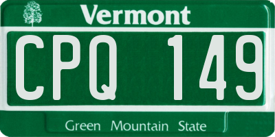 VT license plate CPQ149
