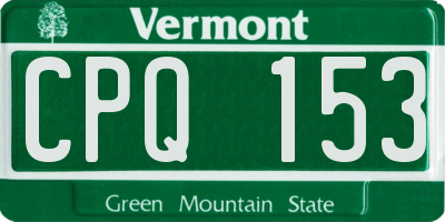 VT license plate CPQ153