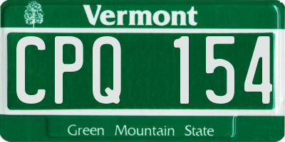 VT license plate CPQ154