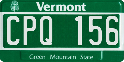 VT license plate CPQ156