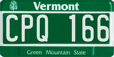 VT license plate CPQ166