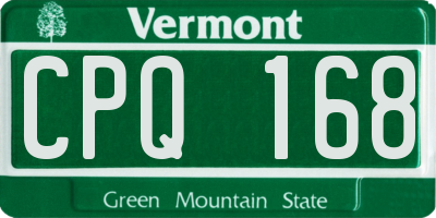 VT license plate CPQ168