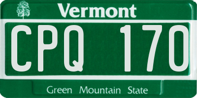 VT license plate CPQ170