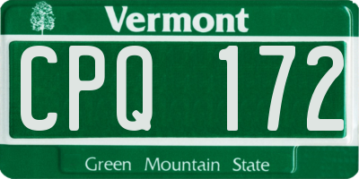 VT license plate CPQ172