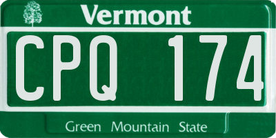 VT license plate CPQ174