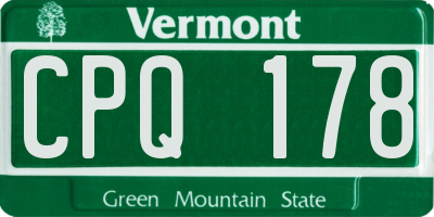 VT license plate CPQ178
