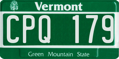 VT license plate CPQ179