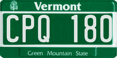 VT license plate CPQ180
