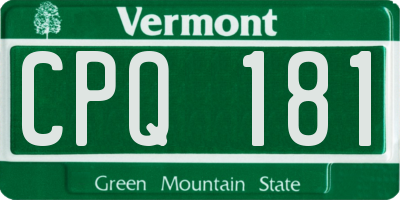 VT license plate CPQ181