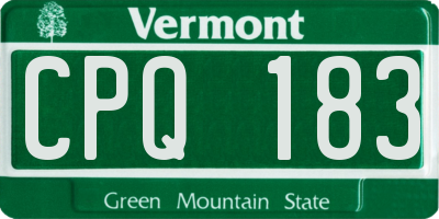 VT license plate CPQ183