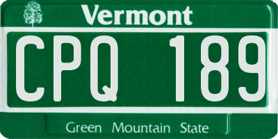 VT license plate CPQ189