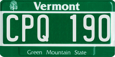 VT license plate CPQ190