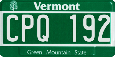 VT license plate CPQ192