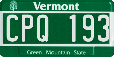 VT license plate CPQ193