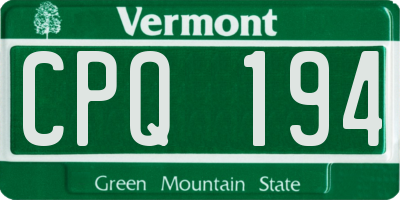 VT license plate CPQ194