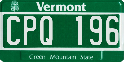 VT license plate CPQ196
