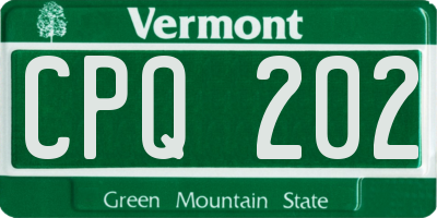 VT license plate CPQ202