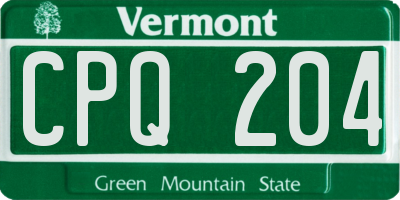VT license plate CPQ204