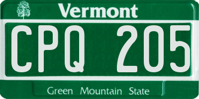 VT license plate CPQ205