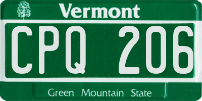 VT license plate CPQ206