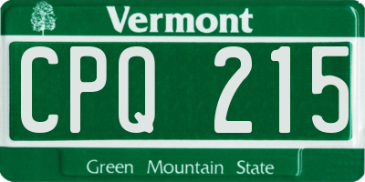 VT license plate CPQ215