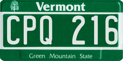 VT license plate CPQ216
