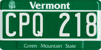 VT license plate CPQ218