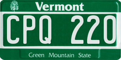 VT license plate CPQ220