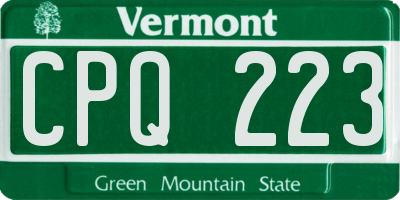 VT license plate CPQ223