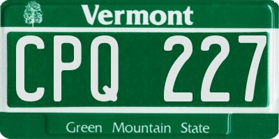 VT license plate CPQ227