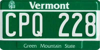 VT license plate CPQ228